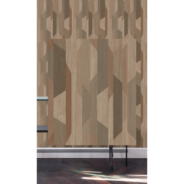 Brown Geometric Non-Pasted Textured Double Roll Wallpaper