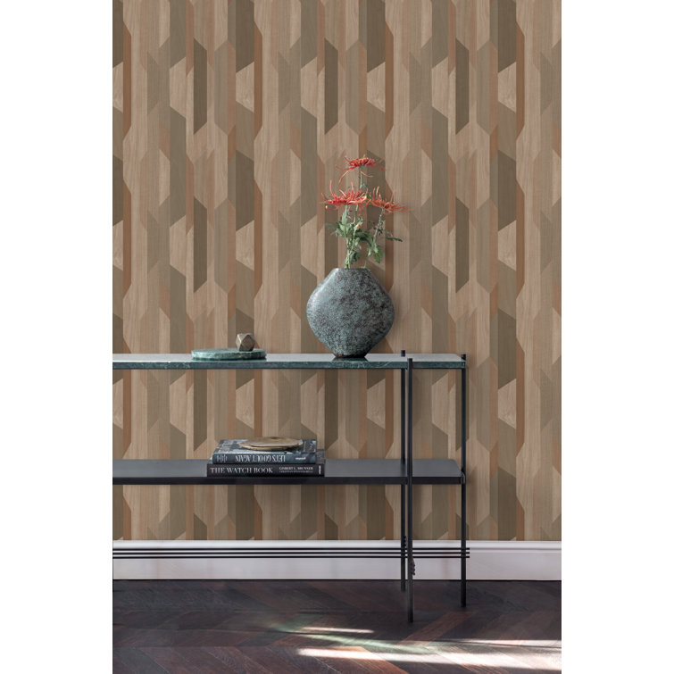 Brown Geometric Non-Pasted Textured Double Roll Wallpaper
