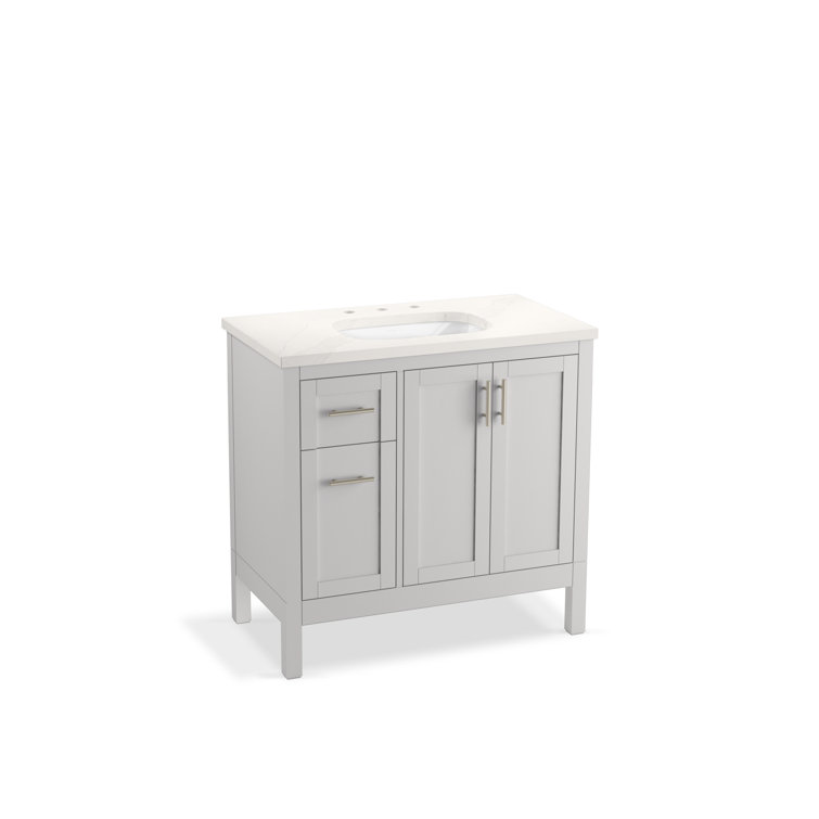 37" Atmos Grey Single Bathroom Vanity Set with Quartz Top