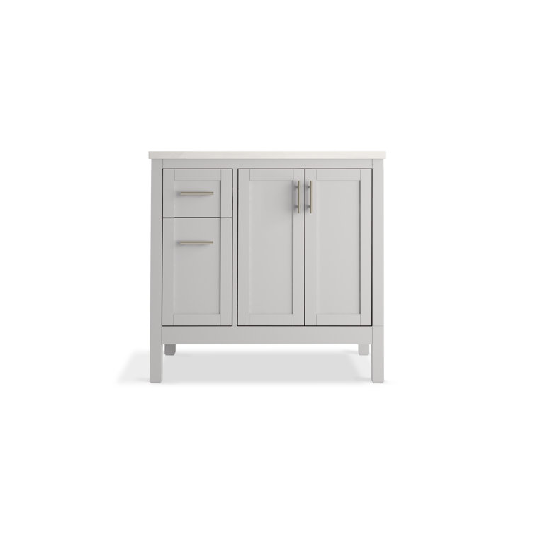 37" Atmos Grey Single Bathroom Vanity Set with Quartz Top