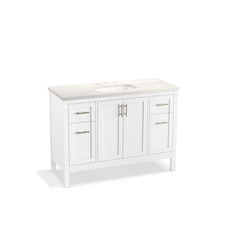 Hadron 49" White Mahogany Bathroom Vanity with Quartz Top