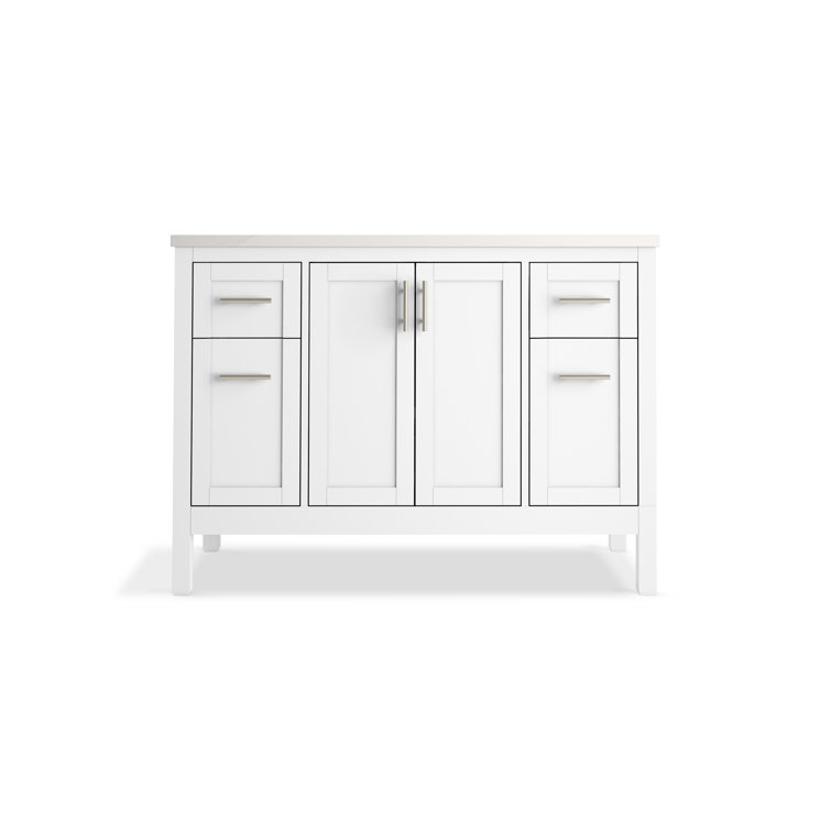 Hadron 49" White Mahogany Bathroom Vanity with Quartz Top