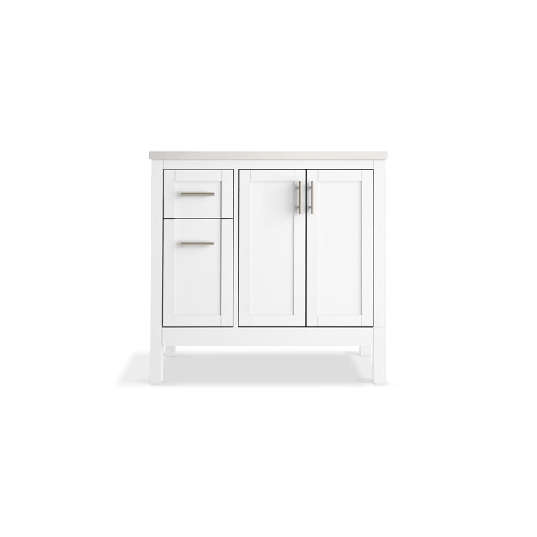 Hadron 37" White Freestanding Single Bathroom Vanity with Quartz Top