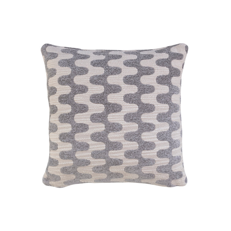 Chevron Gray and Beige Cotton Blend Square Throw Pillow