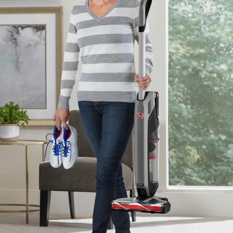 Hoover Cordless Upright Vacuum for Pets in Gray and Red