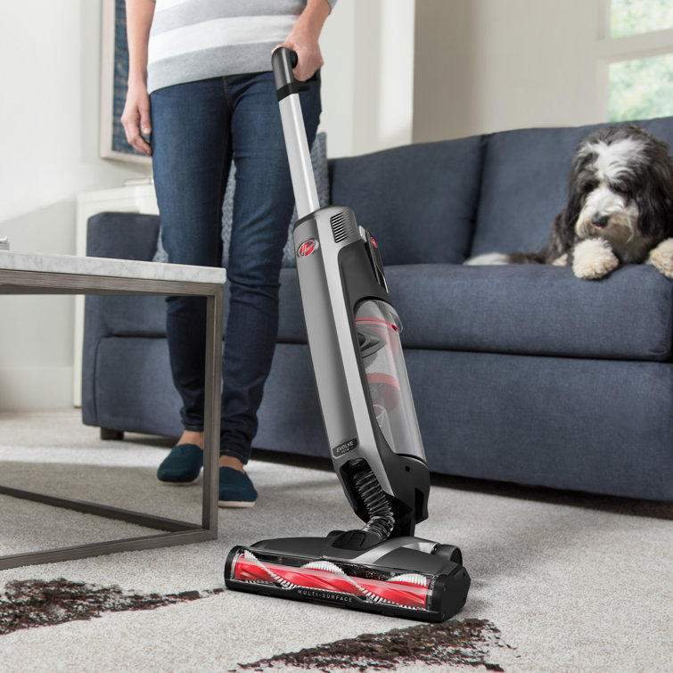 Hoover Cordless Upright Vacuum for Pets in Gray and Red