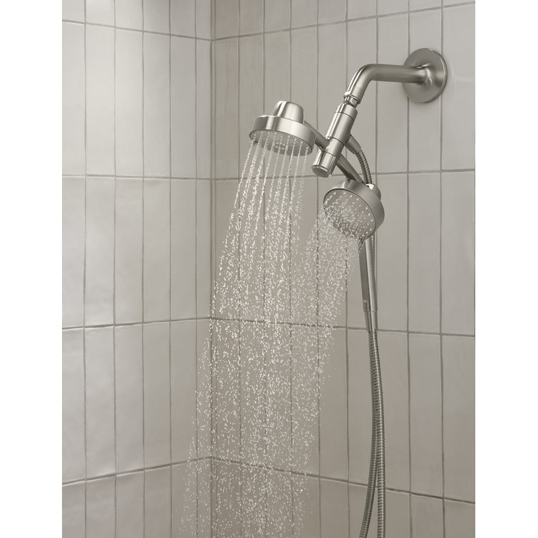 Large Vibrant Brushed Nickel Dual Shower Head with Handheld