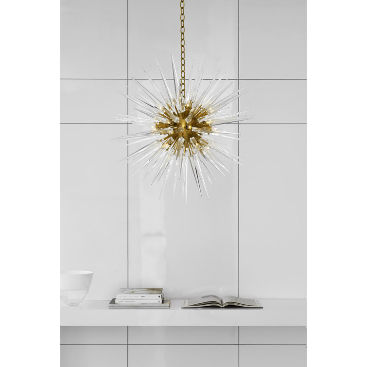 Antique Brass and Acrylic Sputnik Chandelier, 30-inch