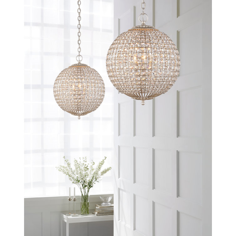 Renwick Gilded Globe Chandelier with Crystal Shade - 27.5"