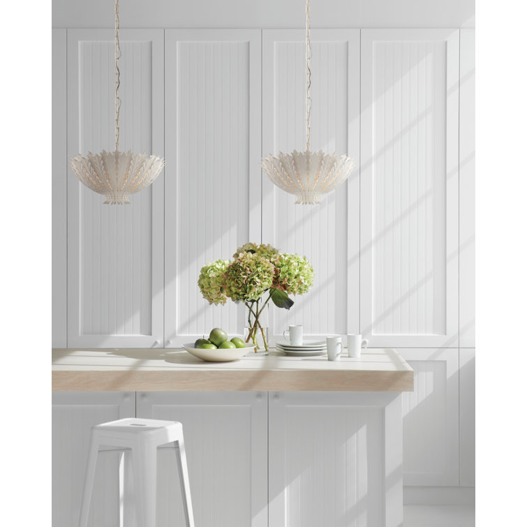 Hampton Elegance 3-Light Crystal Pendant in Plaster White