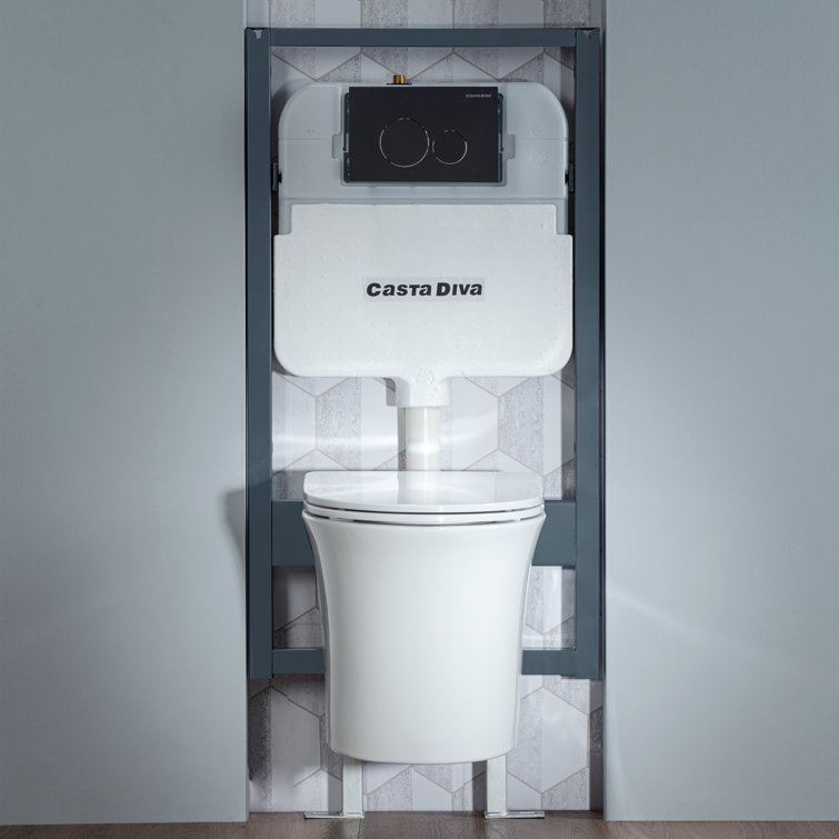 Glossy White Ceramic Elongated Wall Mounted Toilet with Soft Close Seat