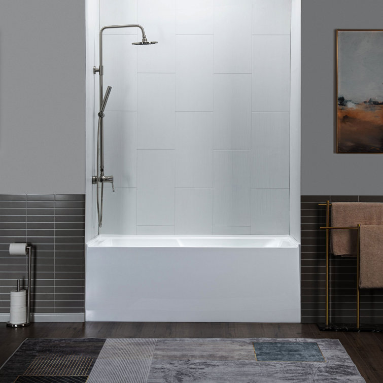 Flint 60'' x 30'' White Acrylic Alcove Soaking Bathtub