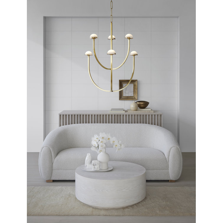 Pedra Antique Brass and Alabaster 6-Light LED Chandelier