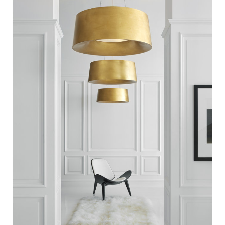 Barbara Barry Gilded Drum 27" LED Chandelier in Gold