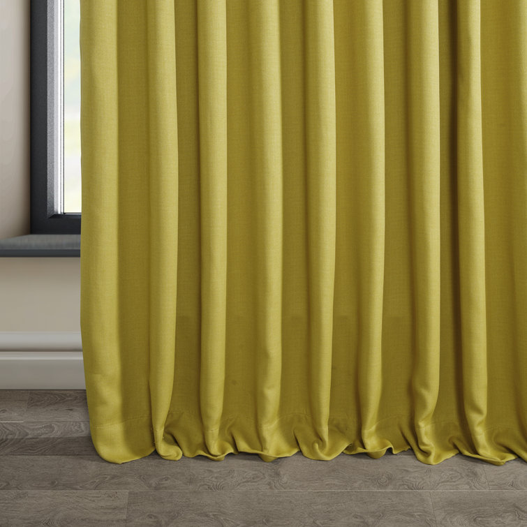 Dandelion Gold Faux Linen Blackout Curtain Panel, 100" x 84"