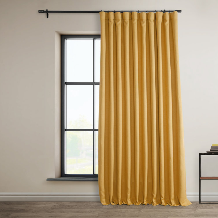 Dandelion Gold Faux Linen Blackout Curtain Panel, 100" x 84"