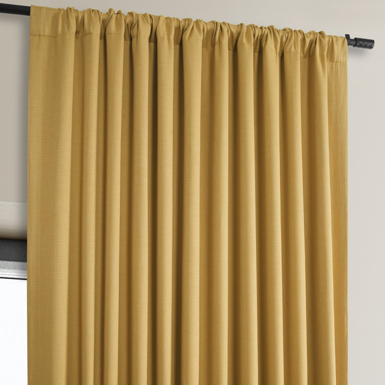 Dandelion Gold Faux Linen Blackout Curtain Panel, 100" x 84"