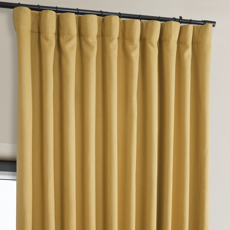 Dandelion Gold Faux Linen Blackout Curtain Panel, 100" x 84"