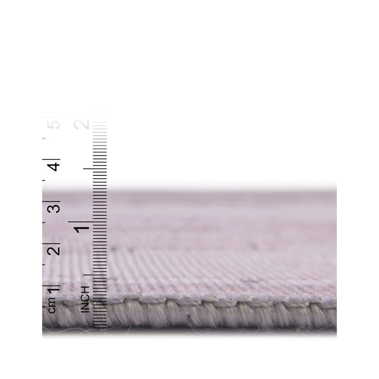 White Gray Octagon Chenille Flat Woven Area Rug