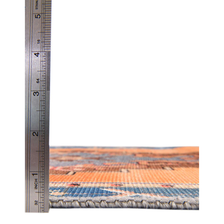 Timeless Orange and Blue Chenille Rectangular Area Rug