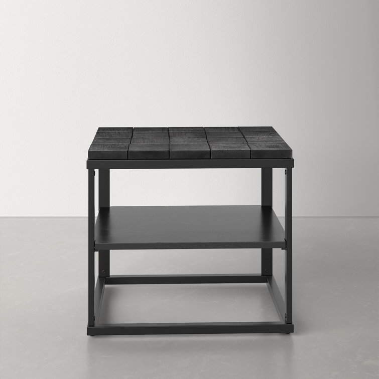 Brodie Charred Black Solid Wood Nightstand with Open Shelf