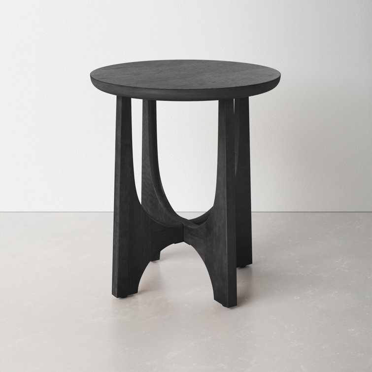 Black Round Solid and Manufactured Wood End Table