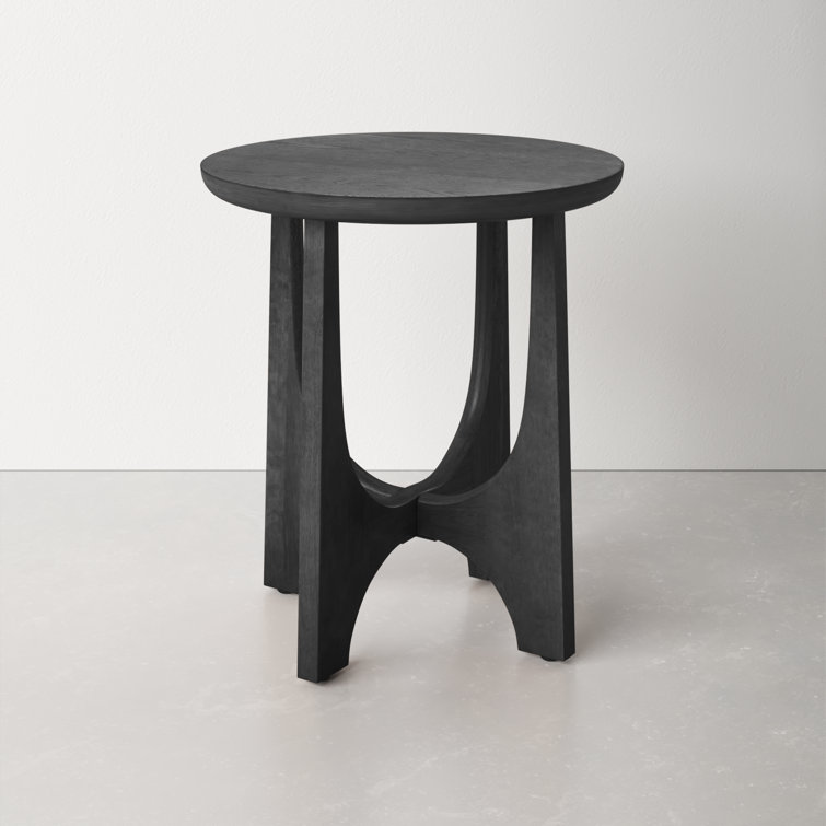 Black Round Solid and Manufactured Wood End Table