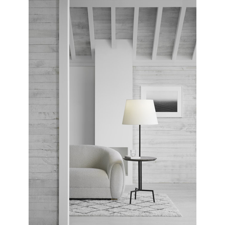 Sleek Black Tripod Outdoor Floor Lamp with Marble Tray