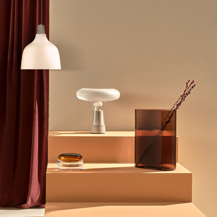 Orion 12.6" Sandblasted Glass and Marble Table Lamp