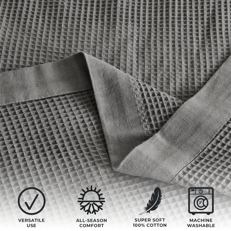 Light Gray Queen Cotton Waffle Weave Blanket