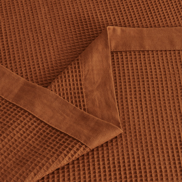 Terracotta Cotton Lightweight Waffle Weave Queen Blanket