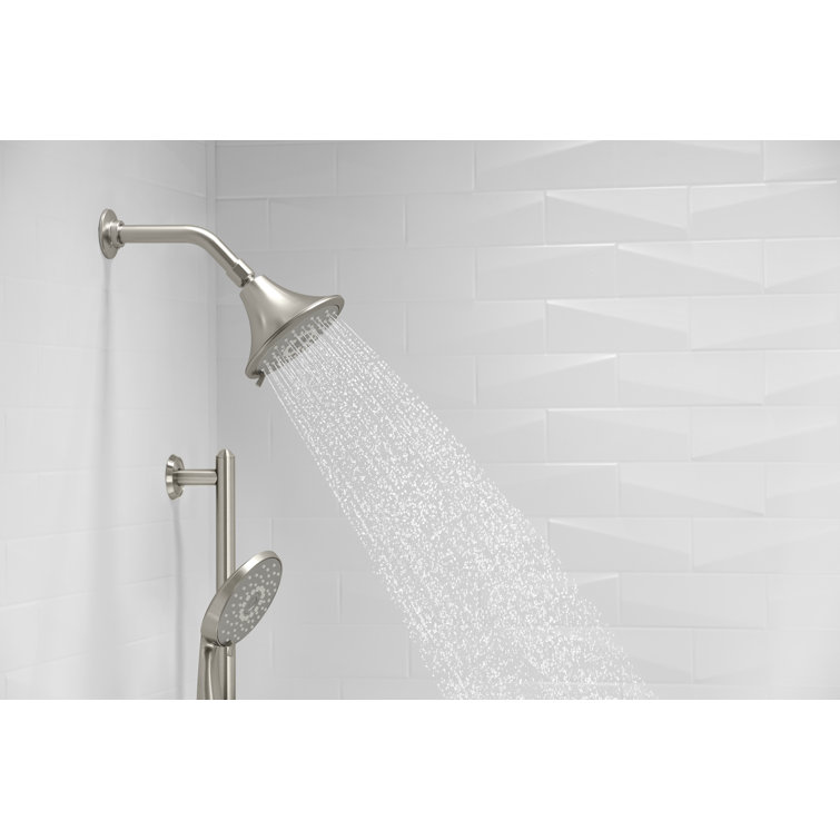 Vibrant Brushed Nickel Multi-Head Wall Mounted Showerhead