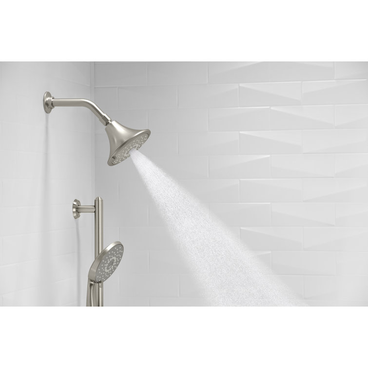 Vibrant Brushed Nickel Multi-Head Wall Mounted Showerhead