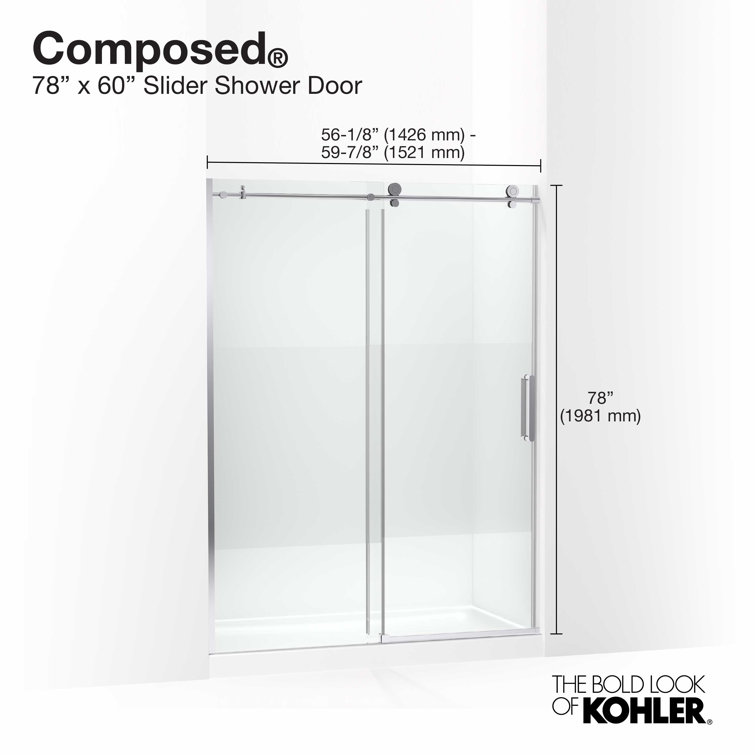 Bright Polished Silver Frameless Sliding Shower Door with Clear Glass
