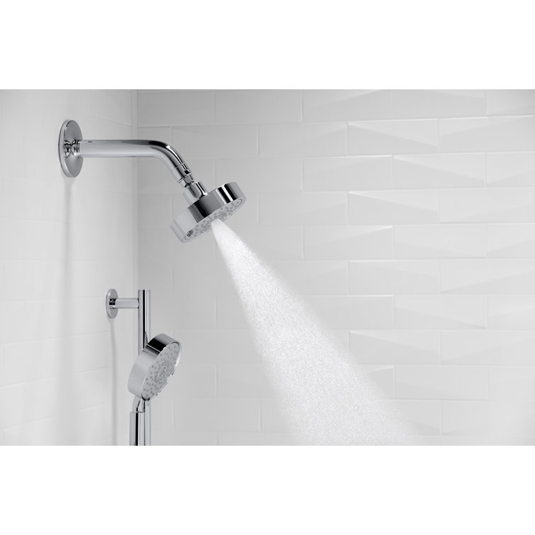 Polished Chrome Dual Head Adjustable Wall Mounted Shower Kit