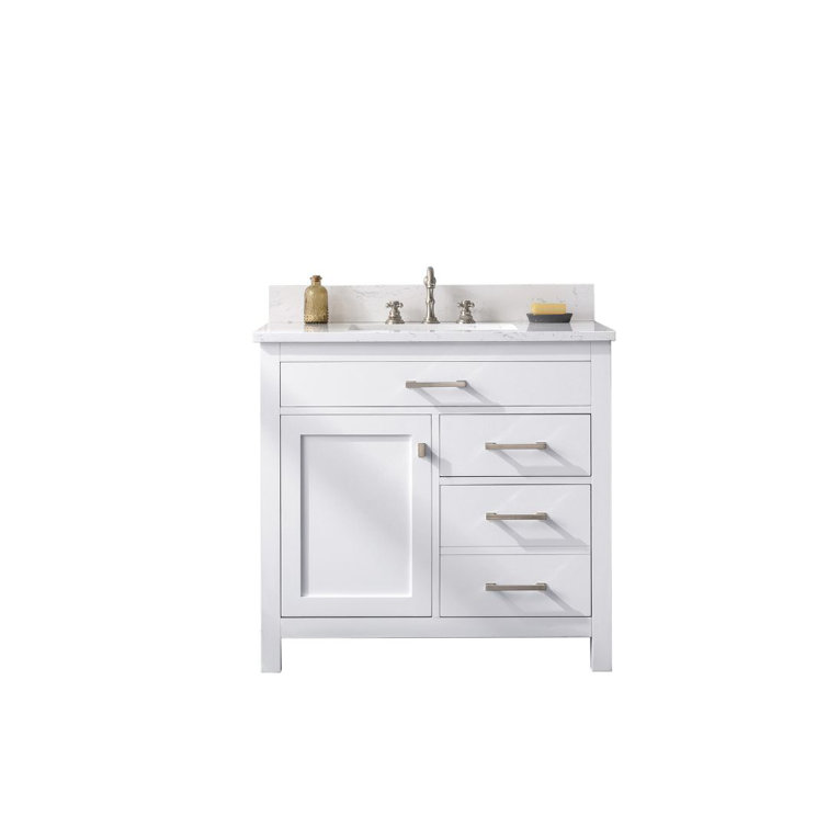 Jasper 36" White Freestanding Vanity with Carrara Stone Top