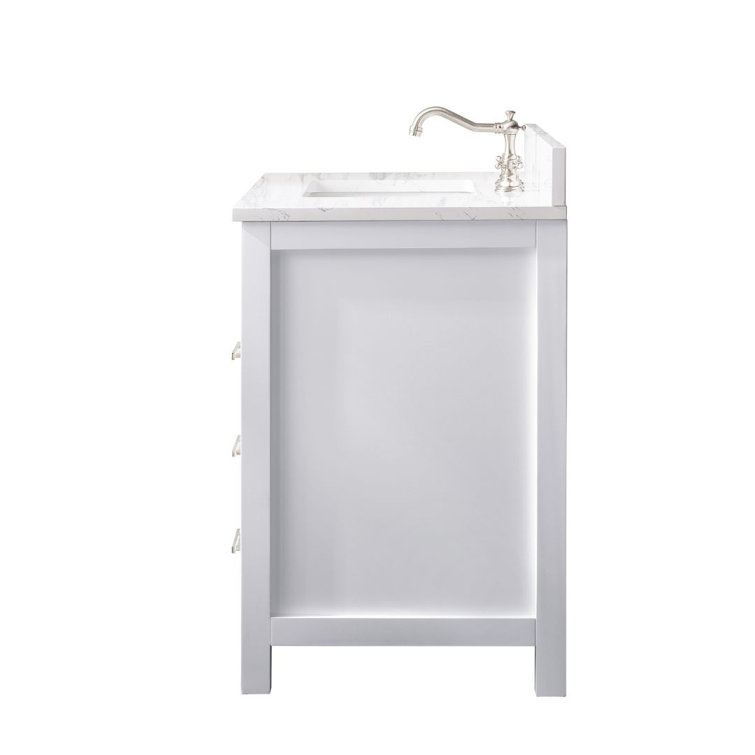 Jasper 36" White Freestanding Vanity with Carrara Stone Top