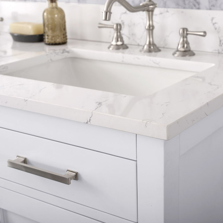Jasper 54" White Double Freestanding Vanity with Carrara Top