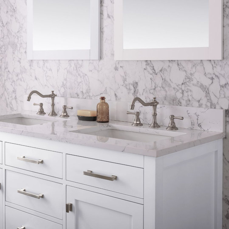 Jasper 54" White Double Freestanding Vanity with Carrara Top