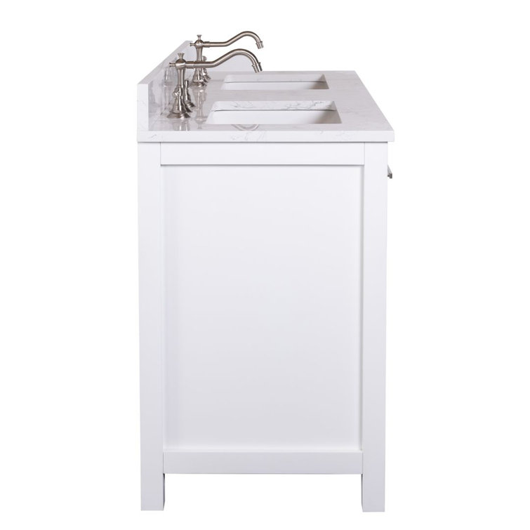 Jasper 54" White Double Freestanding Vanity with Carrara Top
