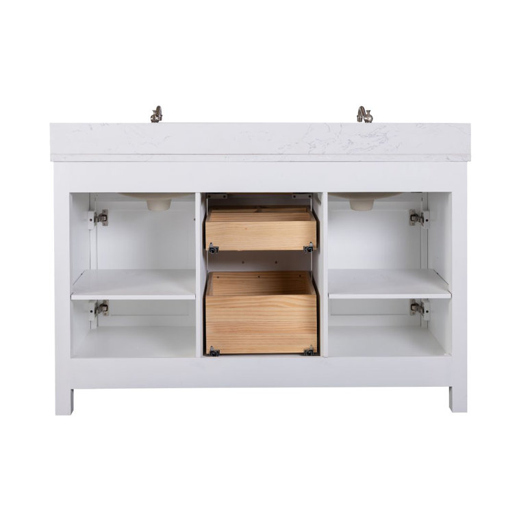 Jasper 54" White Double Freestanding Vanity with Carrara Top