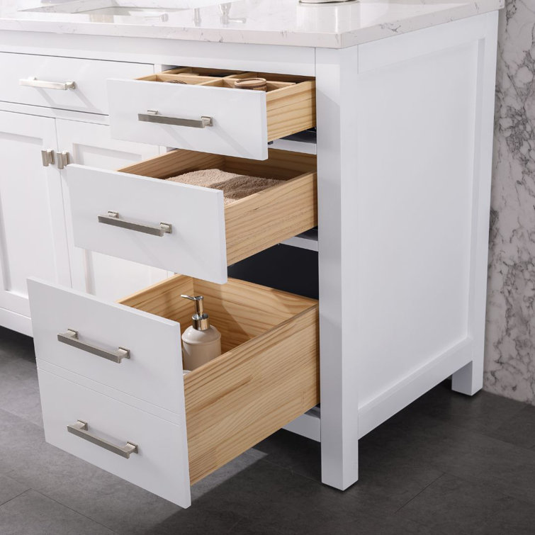 Jasper 60'' White Freestanding Single Bathroom Vanity with Carrara Top