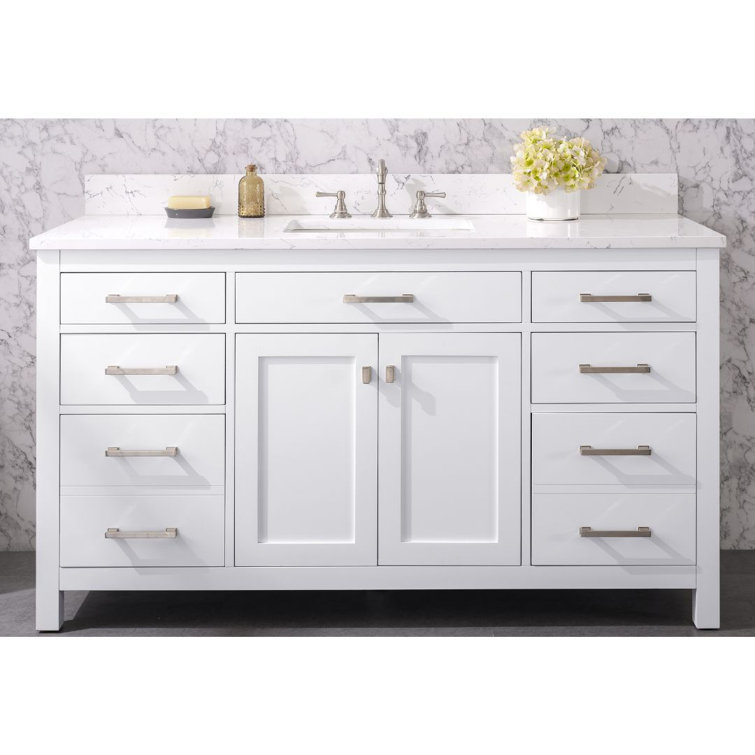 Jasper 60'' White Freestanding Single Bathroom Vanity with Carrara Top