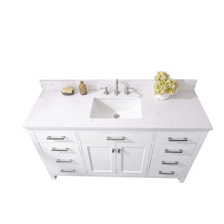 Jasper 60'' White Freestanding Single Bathroom Vanity with Carrara Top