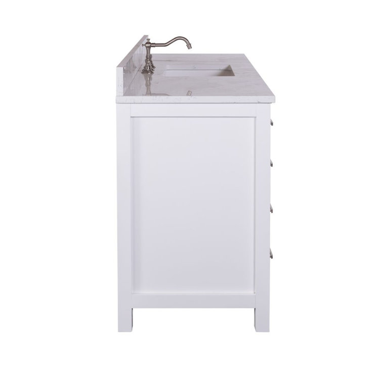 Jasper 60'' White Freestanding Single Bathroom Vanity with Carrara Top