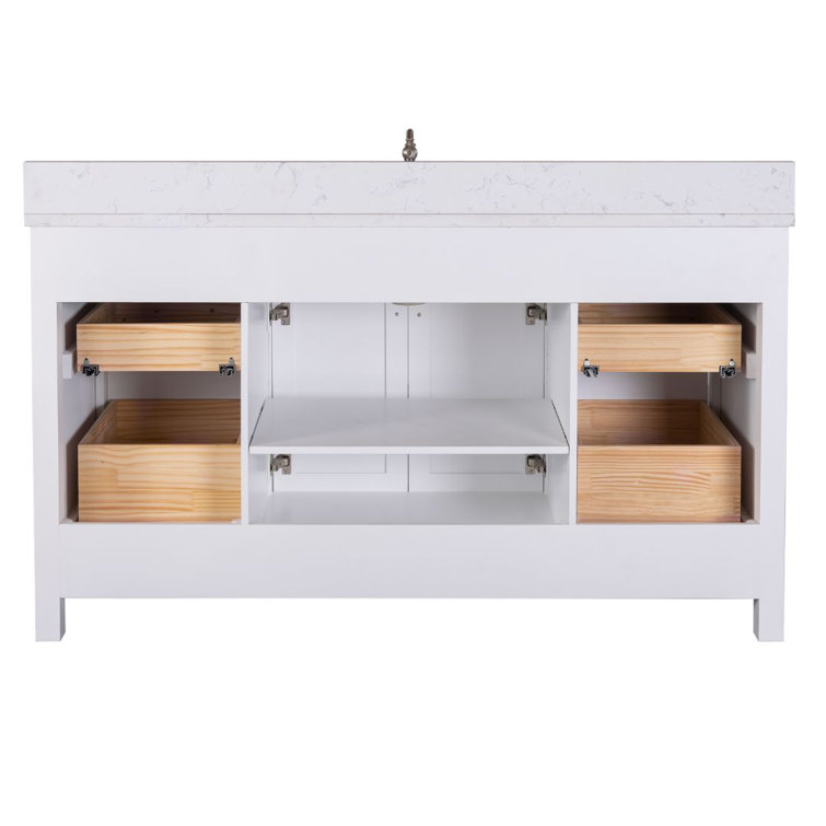 Jasper 60'' White Freestanding Single Bathroom Vanity with Carrara Top