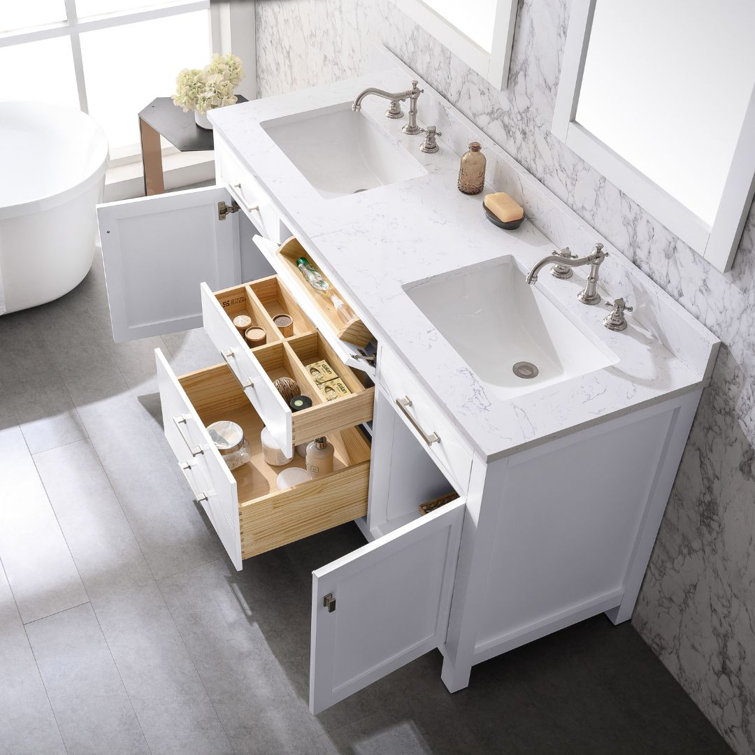 Jasper 60'' White Double Freestanding Bathroom Vanity