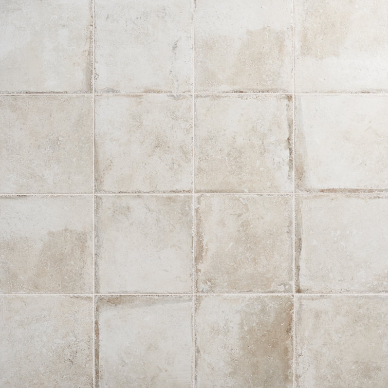 12" x 12" Beige Porcelain Stone Look Wall & Floor Tile