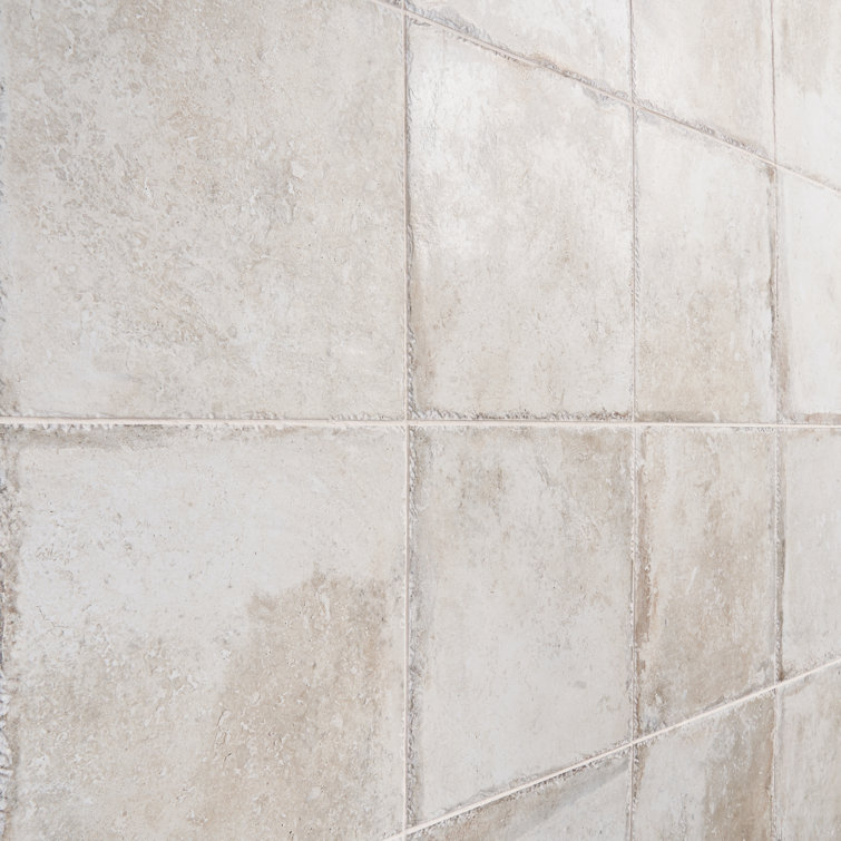 12" x 12" Beige Porcelain Stone Look Wall & Floor Tile