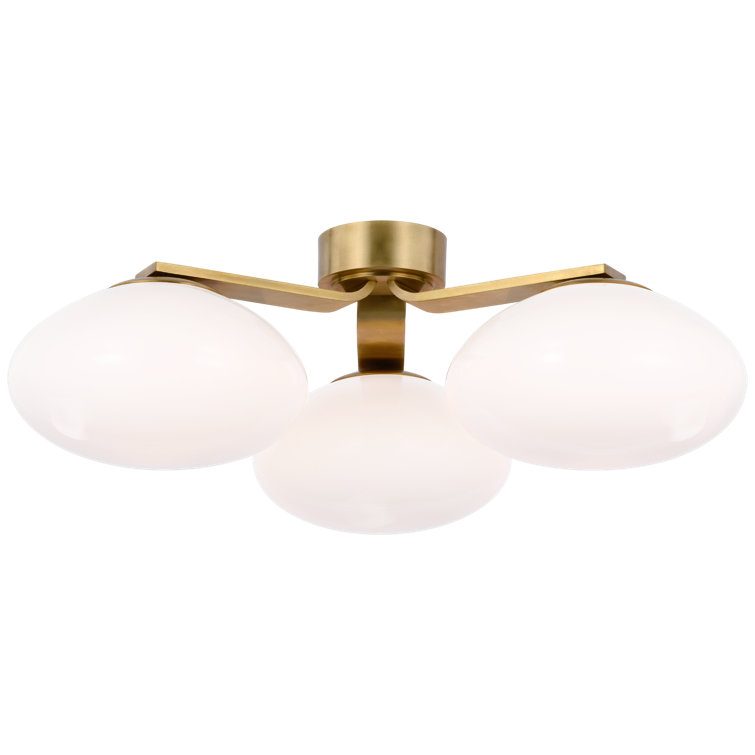 Marisol Soft Brass 3-Light LED Flush Mount with Glass Shades